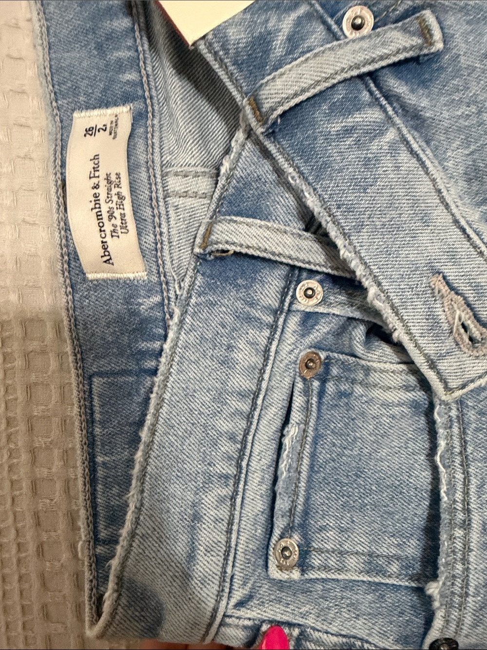 Abercrombie & Fitch Light Blue Straight High-Rise Jeans - Picture 4 of 7